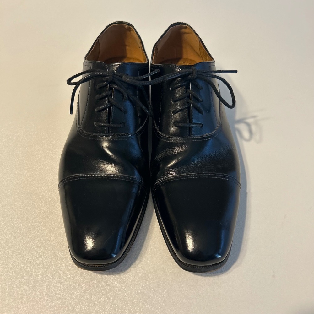 Florsheim‎ Leather Oxford Cap Toe Dress Shoes Men's 8.5 Black Lace Up - Picture 2 of 7